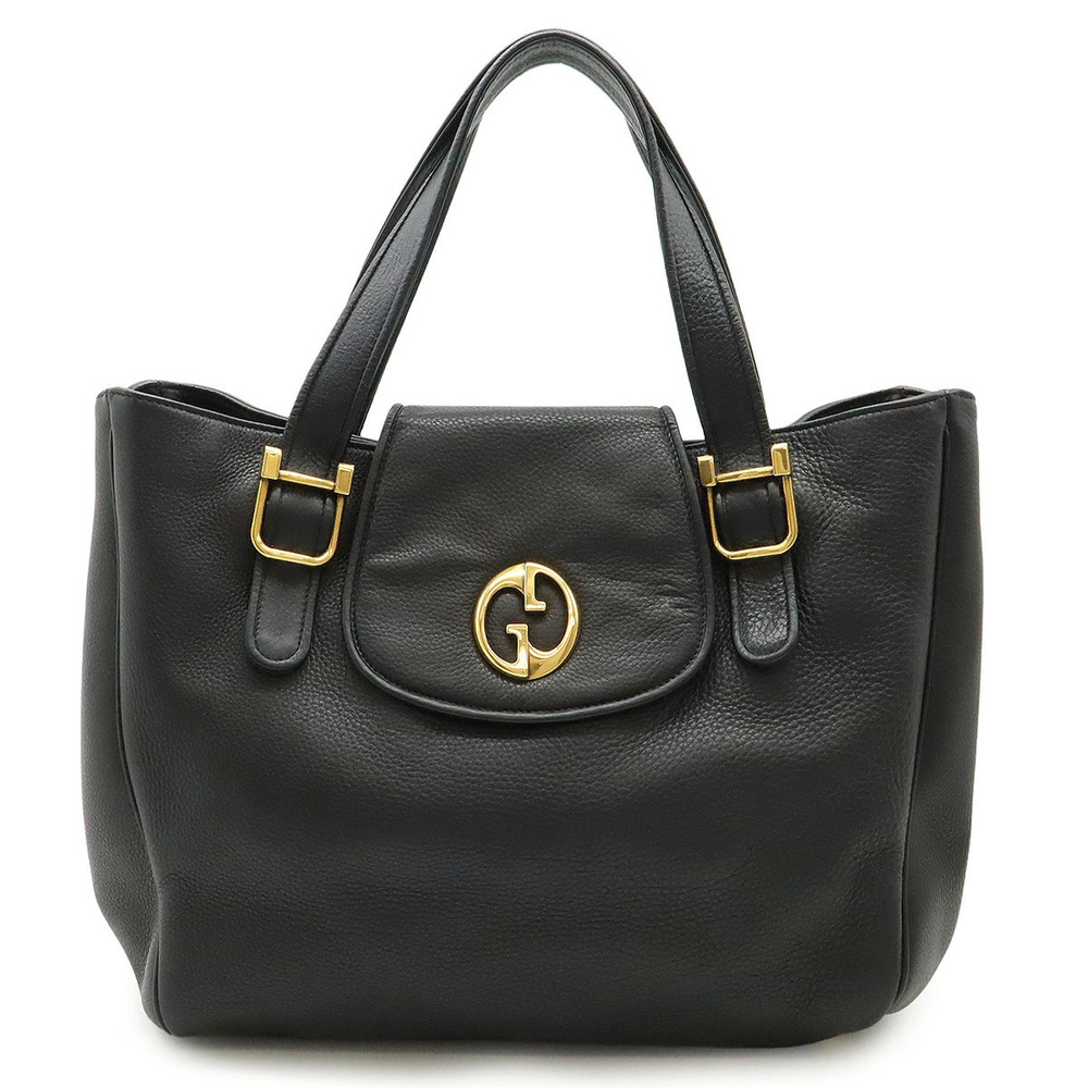 Gucci Double G Tote Bag Shoulder Hobo Leather Black